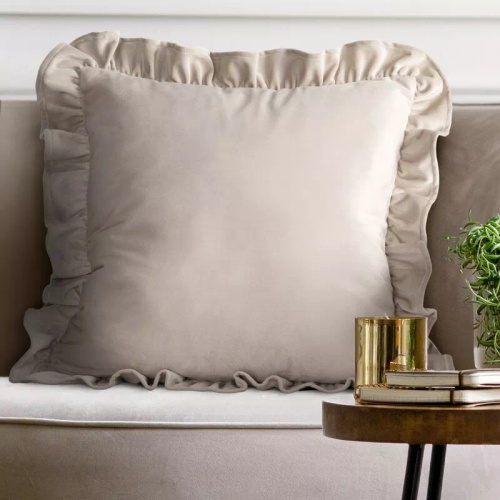 Poszewka 45x45 Brenda szałwiowa welwet Eurofirany falbanki beżowy