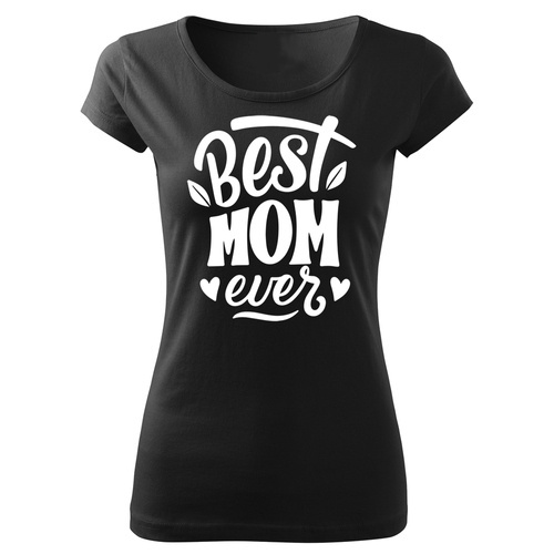 SKU D042 "Best mom ever" koszulka damska Moocha czarny