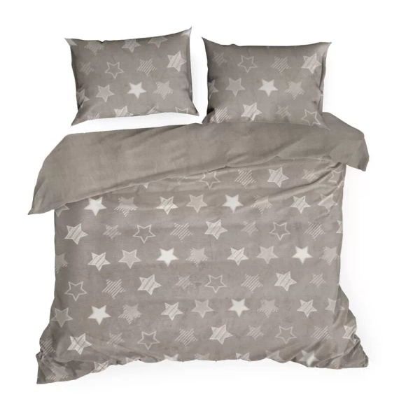 Flano 4 pościel welurowa gwiazdki Eurofirany beżowy