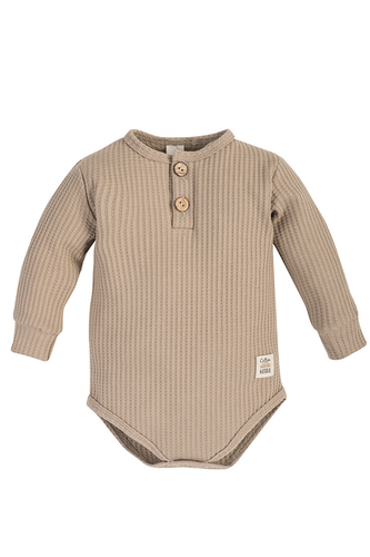 03249DRPS "Waffel Stone" Body polo z długim rękawem Makoma stone