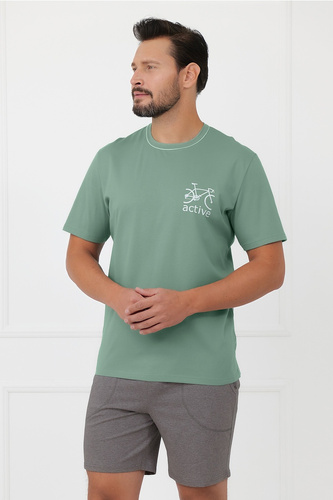 Piżama męska Active Italian Fashion bawełniana rower krótka- szałwia