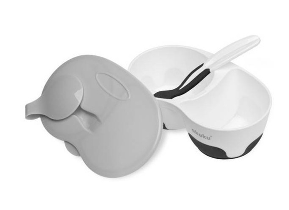 ALA0428 Miseczka dwukomorowa Akuku szary