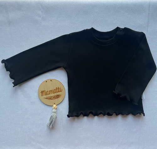 BI006 Bluzka dziewczęca z długim rękawem Mamatti - czarny