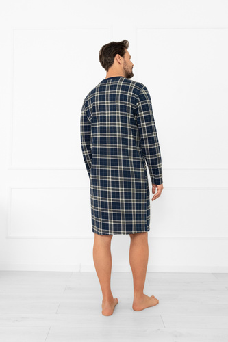 Koszula nocna męska Andreas – bawełna, długi rękaw, krata Italian Fashion 