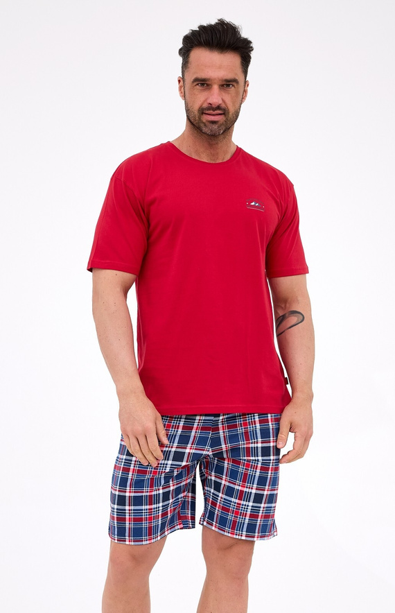 Piżama męska Cornette 326/313 Ready 4 bordowa– bawełna, krótki rękaw, wygodna i stylowa