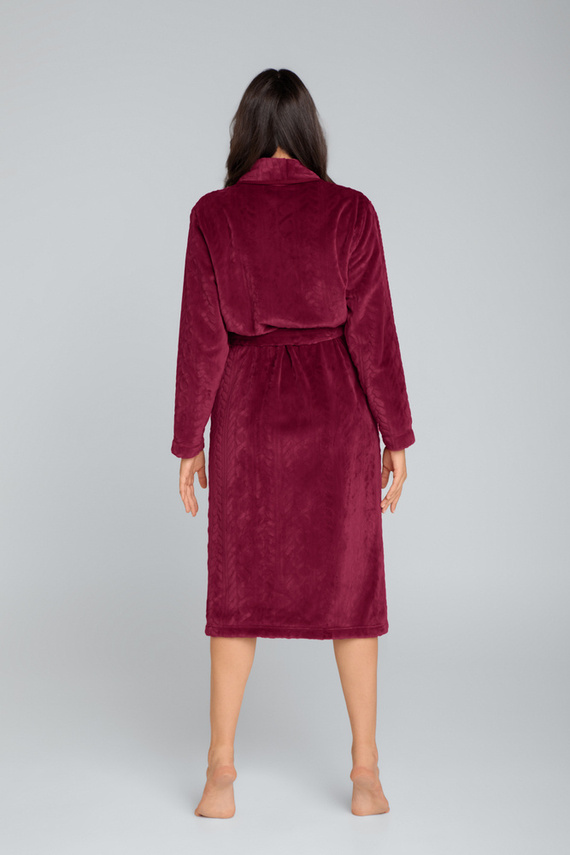 Bona Szlafrok damski polarowy Italian Fashion - bordo 