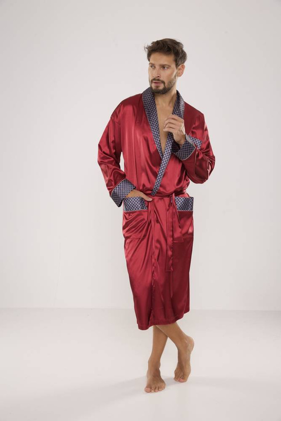 940 Satyna szlafrok męski Forex - bordo