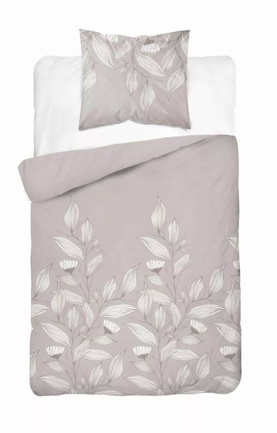 4957A Pościel bawełniana liście Detexpol - beżowy