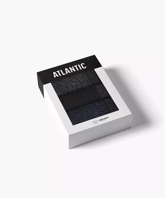 Slipy męskie Atlantic 3MP-221 A3 3-pak – bawełniane grafit/czarny/indygo