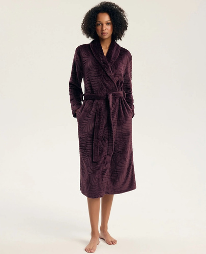 Henderson Gata 45414 Szlafrok Damski Dark Violet Miękki z Kieszeniami