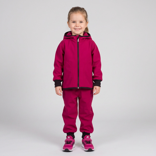 229002 Nicol Kurtka softshell dziewczęca kaptur polar odblask- bordowa 