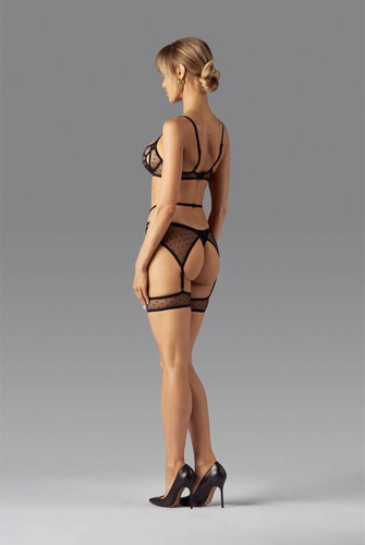 Nuites 3-PCS Set Komplet Biustonosz i stringi Obsessive - czarny