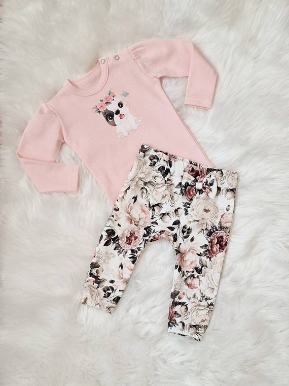 Puppy Body z długim rękawem Bambarillo pudrowy róż