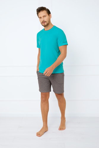 Krystian Piżama Męska krótki rękaw, spodenki Italian Fashion - turkusowy 