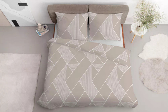 5029 A Pościel z mikrofibry geometria Detexpol beżowy