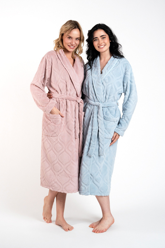 Morena Szlafrok damski polarowy Іtalian Fashion -  pudrowy róż 