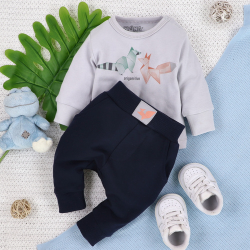 ABN-5389 Fun Origami Bluzka z bawełny organicznej Nini szary