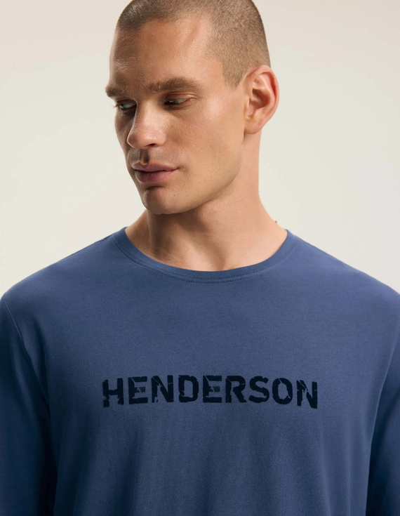 Henderson Flock 45491 Piżama Męska Steel Blue Długa 100% Bawełna