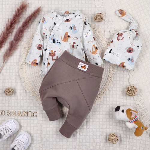 ABN-4580/BRA Psiaki Spodnie dresowe z bawełny organicznej Nini brązowy