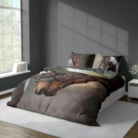 4990 A Pościel 3D z mikrofibry z motywem koni – Detexpol