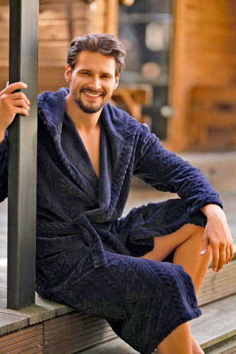 Zygmunt Szlafrok męski z kapturem Italian Fashion- granatowy 