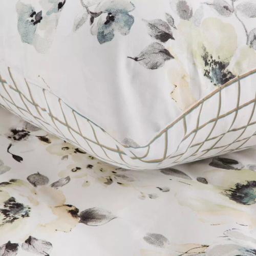 Spring 32 Kwiaty pościel satynowa Eurofirany biały/miętowy