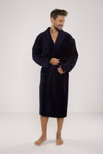 803 / 819 Twin Frotte szlafrok męski Forex - cały granatowy (dark blue)