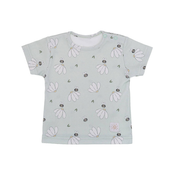 Stokrotki i pszczółka koszulka letnia T-shirt Martex miętowy 