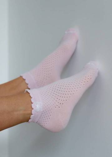 1115 Zakostki Damskie Ażur  Milena jasny różowy