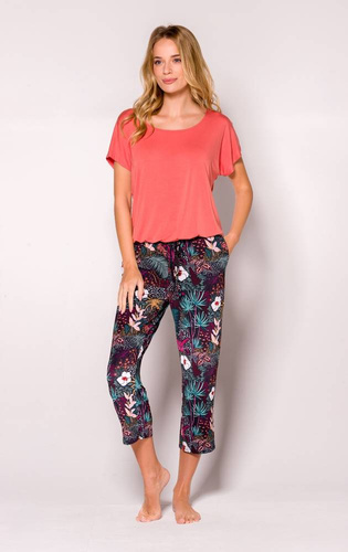 Rio Piżama Damska 3/4 Babella - ceglasty