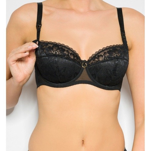 Mama Glamour Semi Padded Black usztywniany biustonosz do karmienia Momtobe czarny