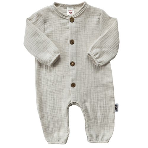 Pajac muślinowy Just Muslin 02235BE Makoma beige– lekki, oddychający, 100% bawełna