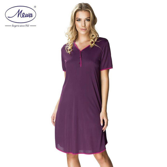 6352 Teresa koszula nocna rozpinana Mewa bakłażan