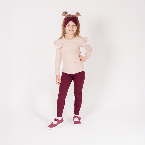 217201 Alisa Legginsy Nicol – bawełna prążkowana, burgund