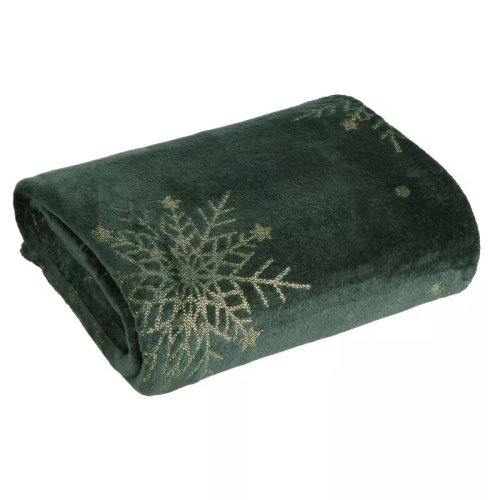 Koc świąteczny Eurofirany zielony– miękka narzuta z mikrofibry, 240 g/m²
