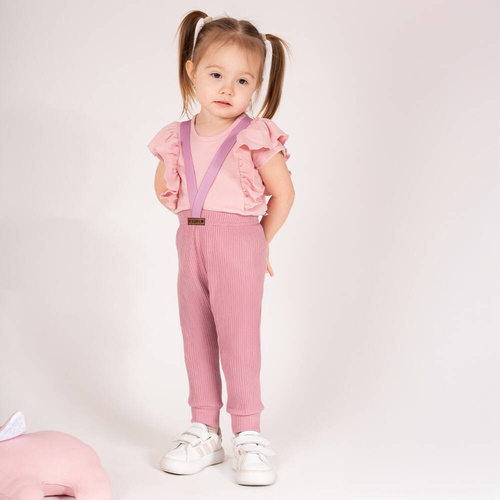 213017 Spodnie na szelkach "Nelly" Nicol - wrzosowy