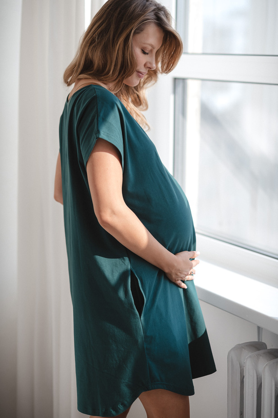 Koszula do porodu i karmienia Born of Love Milk&Love napy butelkowa zieleń