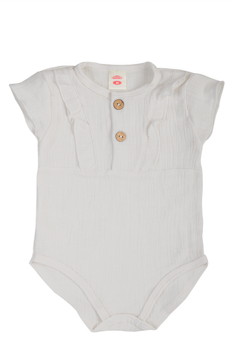 03235GKRE Body KR Girl Just Muslin Ecru Makoma Muślinowe Body Niemowlęce