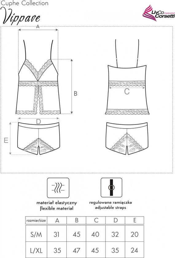 Vippave LC 90598 Komplet, koszulka i szorty LivCo Corsetti Fashion