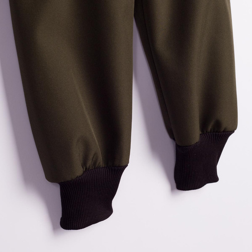 Nicol Spodnie 229052 softshell dziecięce polar wysoki pas ściągacze- khaki