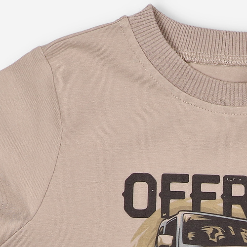 KAR-2003/BEZ T-shirt dla chłopca Lagarto Verde beżowy