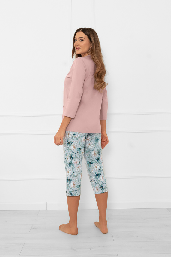 Piżama damska Sekwoja – bawełna, rękaw i spodnie 3/4, z guzikami Italian Fashion  