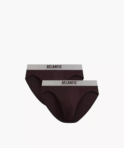Sportowe slipy męskie Atlantic 2MP-1589 - doskonałe dopasowanie, elastyczna guma, 2-pak brązowe