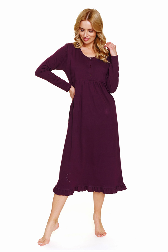 7318 Doctor Nap – Koszula nocna ciążowa i do karmienia z bawełny | Polska produkcja - burgundy