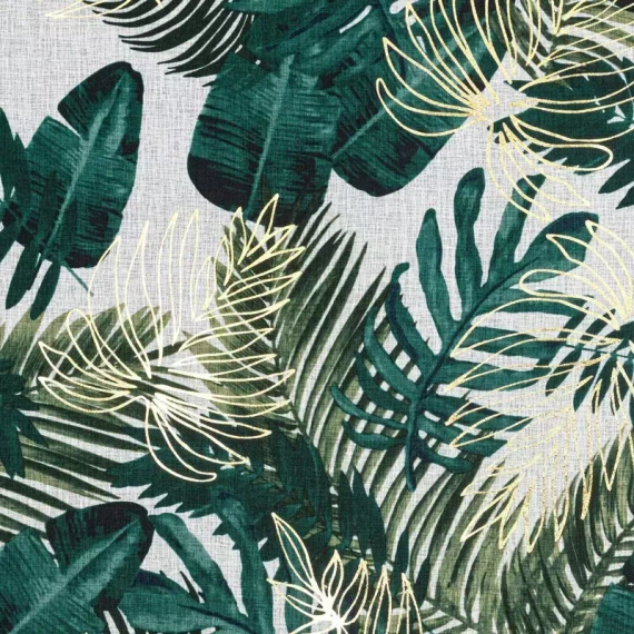 Davos Zasłona gotowa na przelotkach liście monstery Eurofirany biała/zielony