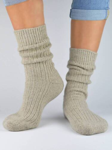SW001 Skarpety damskie Noviti - beżowy melanż