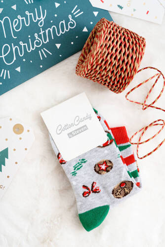 ART.136 Skarpety świąteczne, asymetryczne Steven - 025 szary jasny melanż