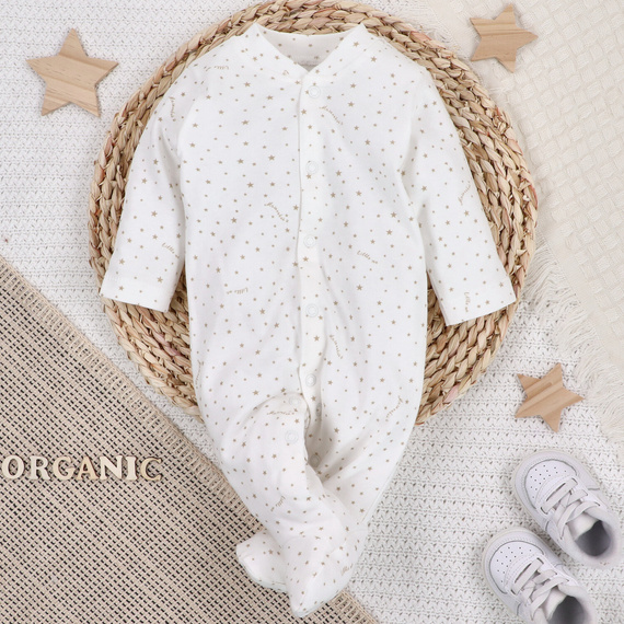 ABN-3345/GWI Stars Pajacyk z bawełny organicznej Nini ecru