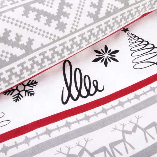 31514/1 Pościel flanelowa świąteczna Flanelove Darymex szara czerwona– komplet 100% bawełna, ciepła i miękka