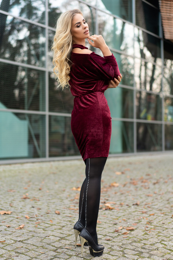 Milona 0112 Sukienka damska Merribel - maroon